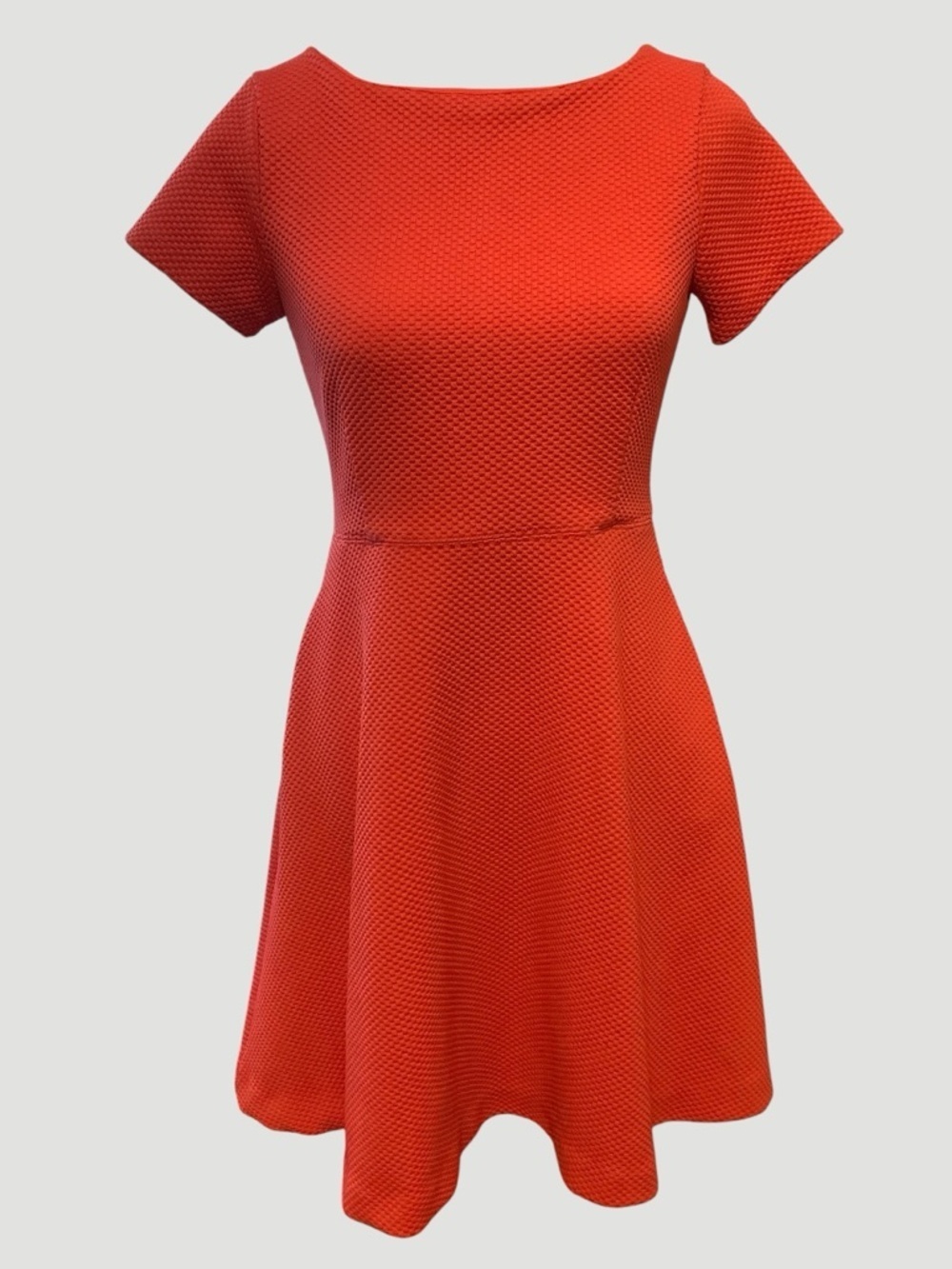 Banana Republic Coral Pink Textured Fit & Flare Dress Short Sleeve Pockets